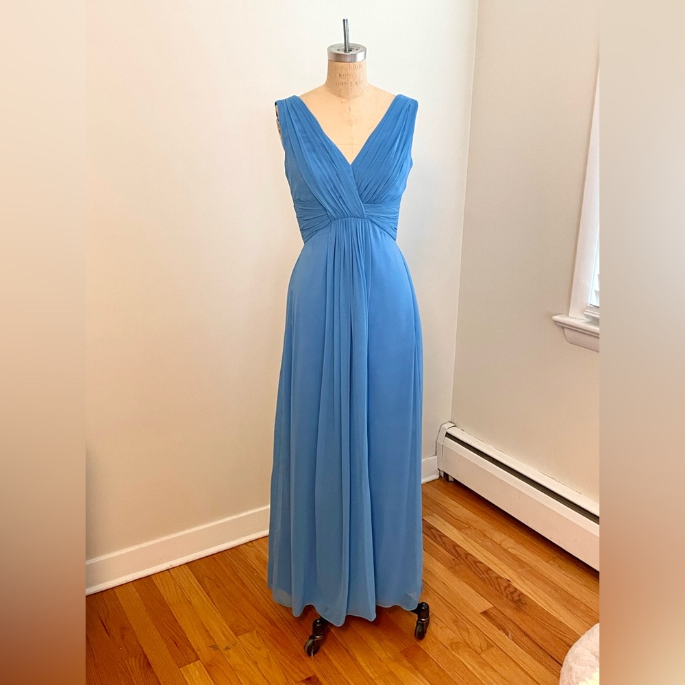 Dessy Collection Sky Blue Maxi Bridesmaid Dress